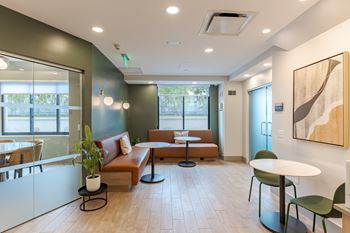 Resident lounge with fireplace